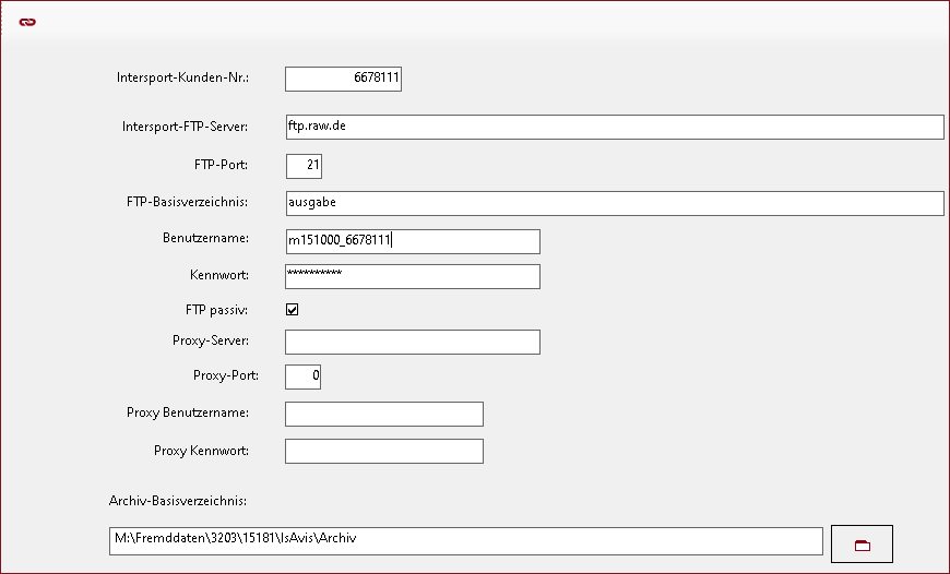 Intersport-Einstellungen