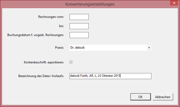 Konvertierungseinstellungene