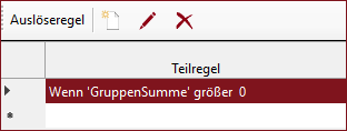 Anzeige der Teilregel als Informationstextr im Auslöseregelbereich