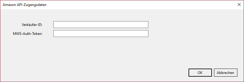 Dialog Amazon-API-Zugangsdaten