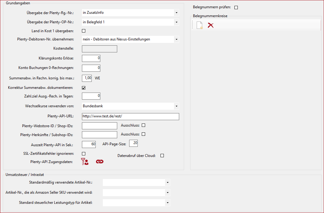 Allgemeine Einstellungen zu einem Plentymarkets-Konto