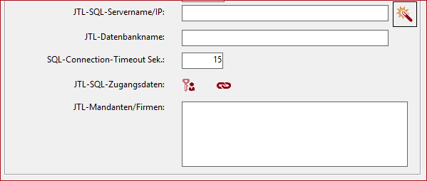SQl-Bereich der allgemeinen Einstellungen eines JTL Plattformkontos