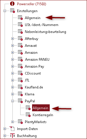 Aufruf Einstellungen PayPal-Konto