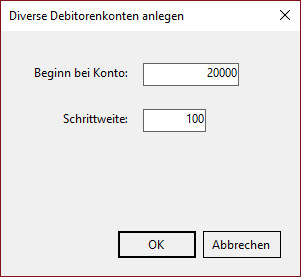 diverse Debitorenkonten anlegen Plenty