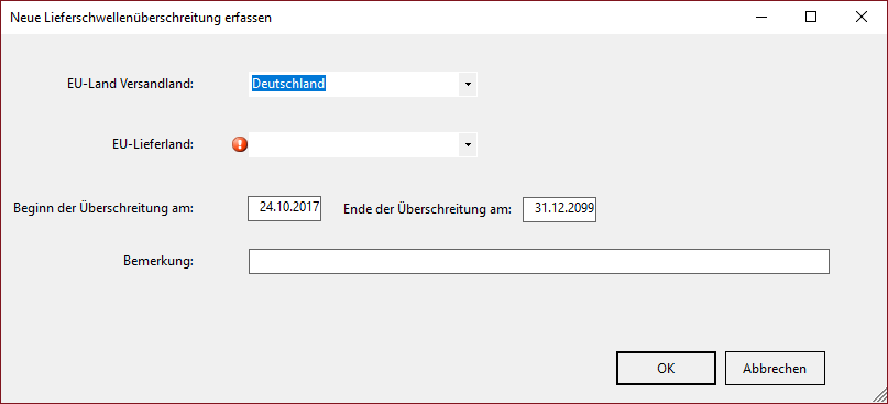 Dialog Lieferschwelle erfassen
