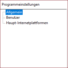 Strukturbaum Programmweite einstellungen