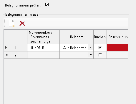 Belegnummernkreise verwalten
