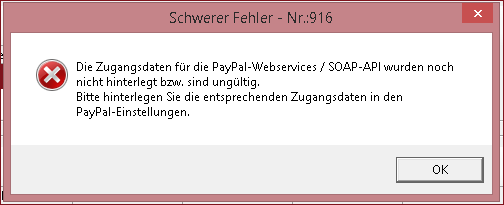Fehler Import Paypal