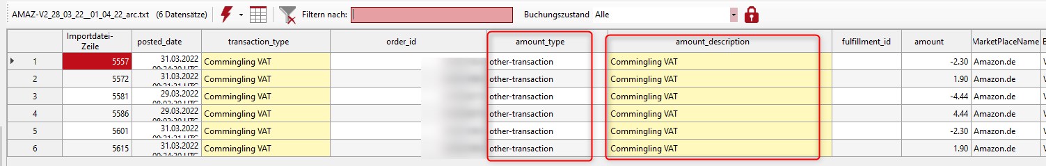 Abb. Commingling VAT - Importdaten