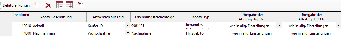 Beispiele für ein benanntes Debitorenkonto, sowie für ein Hilfsdebitorenkonto
