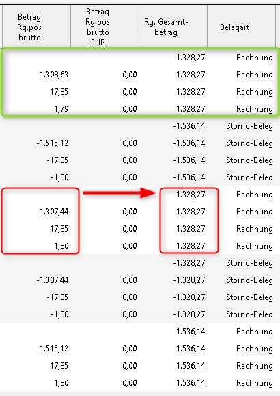 &nbsp;Bild 1: Rechnungen und Storno-Belege zu einer Bestellung
