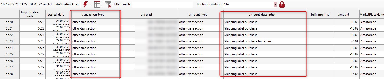 Abb. Shipping Label - Importdaten