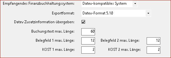 Programmeinstellungen Datev-kompatibles System &nbsp;Datev-Format 510