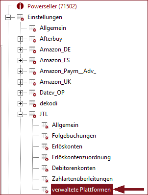 Aufruf der verwalteten Plattformen eines JTL-Kontos