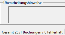 Anzahl der fehlerhaften Buchungen wird in der Statuszeile des Buchungsbereiches angezeigt