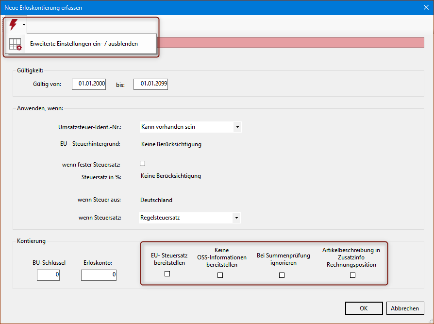 Erlöskontierungen anlegen 3