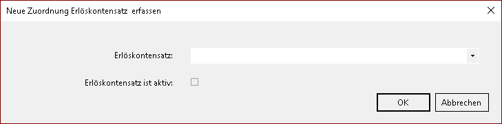Erlöskontenzuordnung anlegen