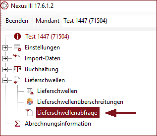 Strukturbaum Lieferschwellenabfrage