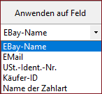 Für die Zuordnung zu einem benannten Debitor mögliche Daten-Felder JTL
