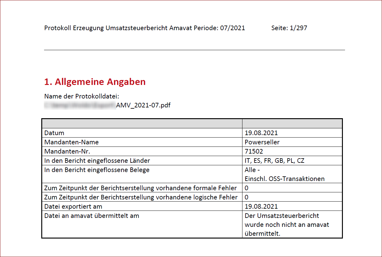 umsatzsteuerbericht protokoll
