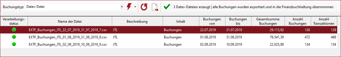 StatusAnzeigeNachDatevExport