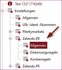 Abb. Strukturbaum allgemeine Einstellungen Zalando