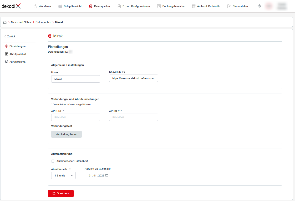 Abb.: Einstellungen Mirakl-Datenquelle Abb.: Einstellungen Mirakl-Datenquelle