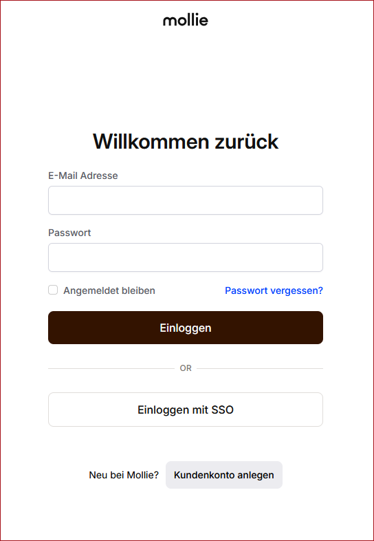 Abb.: Login bei Mollie Abb.: Login bei Mollie
