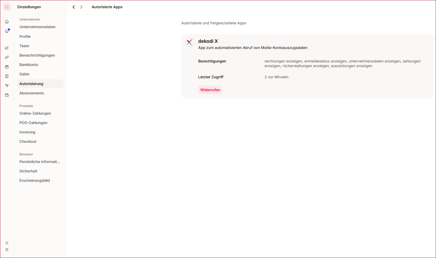 Abb.: Molllie Autorisierte Apps Abb.: Molllie Autorisierte Apps