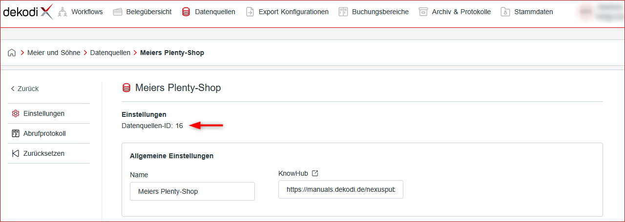 Abb.: Datenquellen-Einstellungen - ID Abb.: Datenquellen-Einstellungen - ID