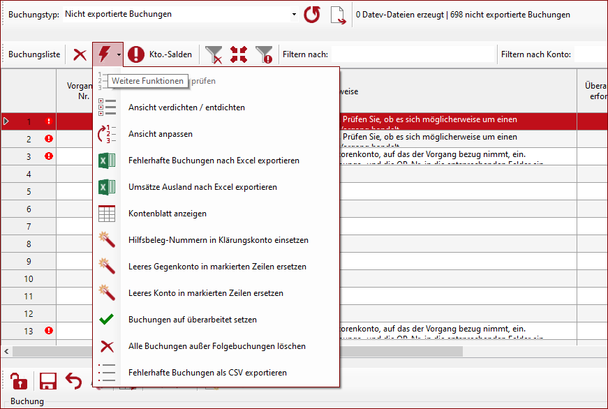 Vergabe von Hilfsbeleg-Nummern