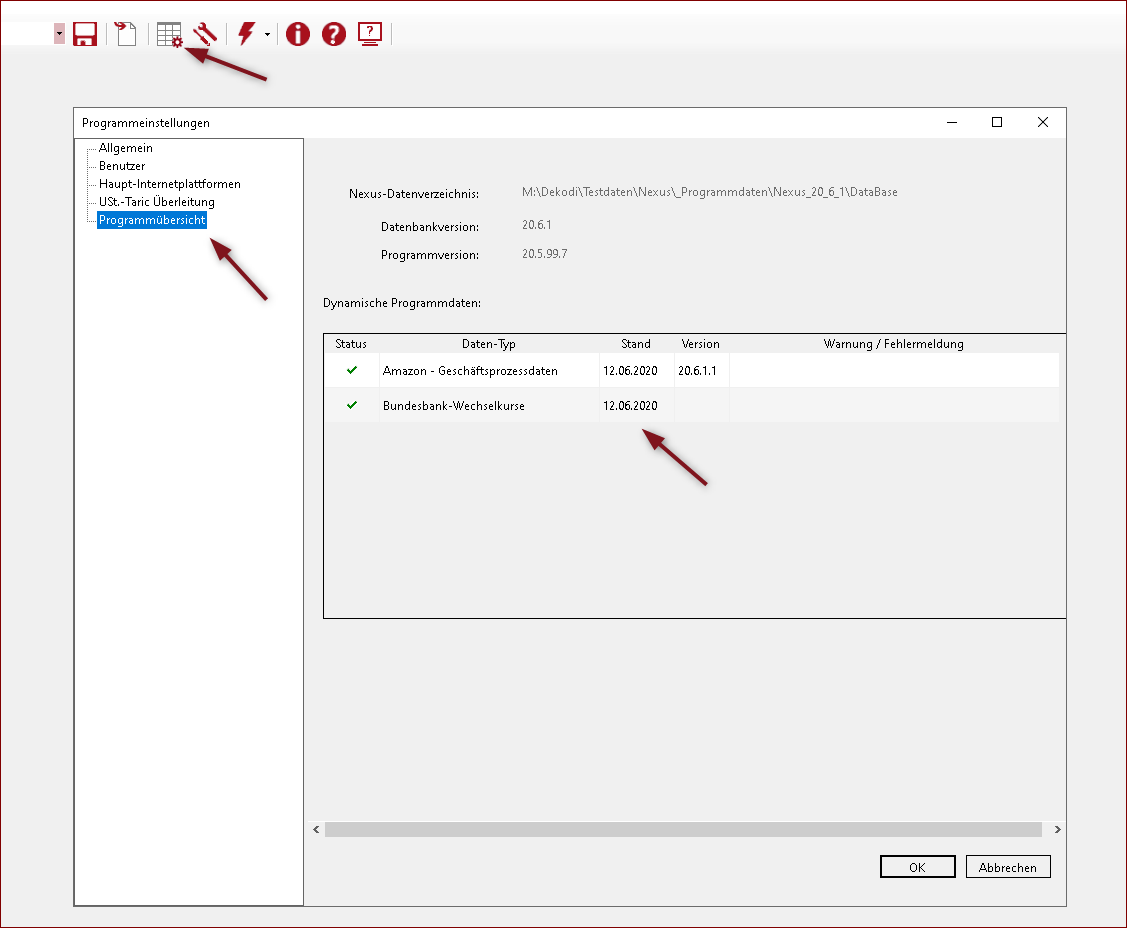 Allgemeine Programmeinstellungen