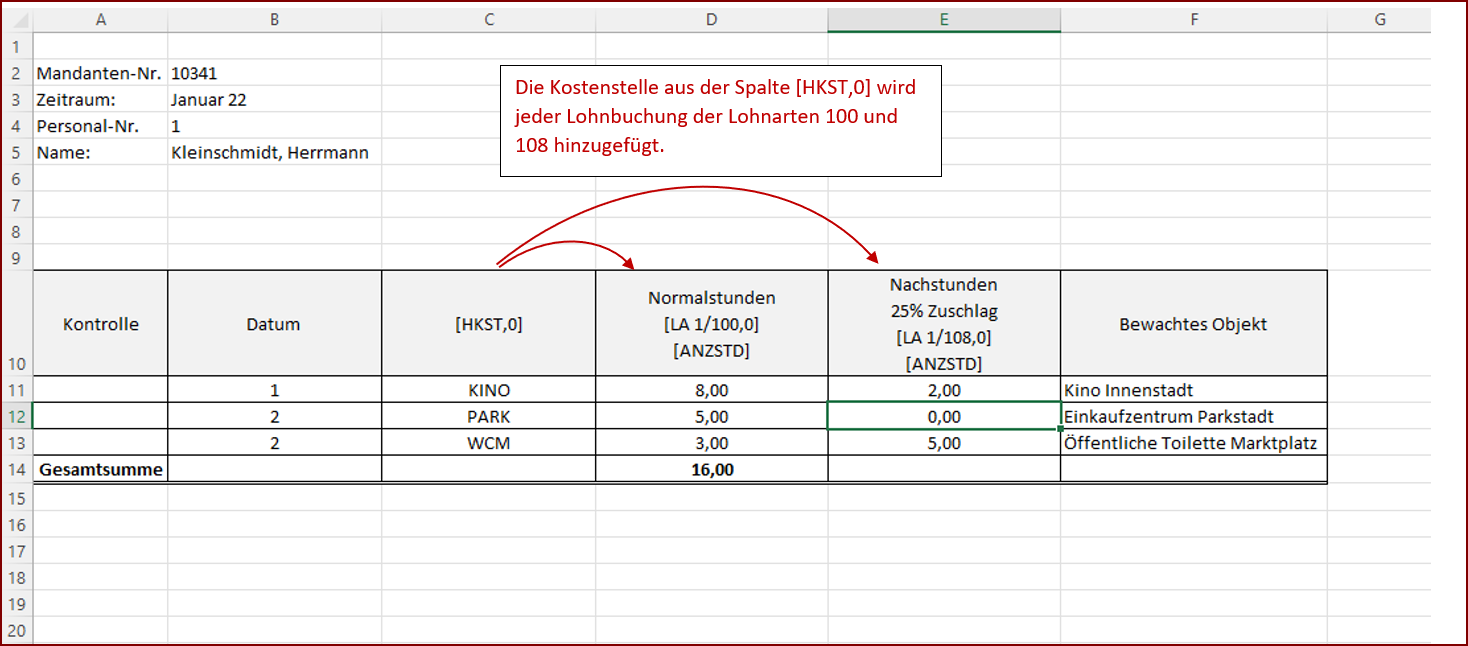 Kostenstellen Beispiel 1