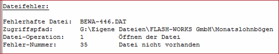 Fehlermeldung beim Import einer SBS Lohndatei