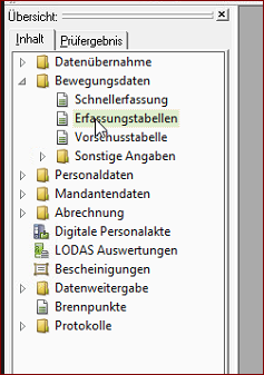 Erfassungstabellen Lodas