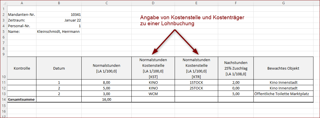 Beispiel Kostenstellen 2