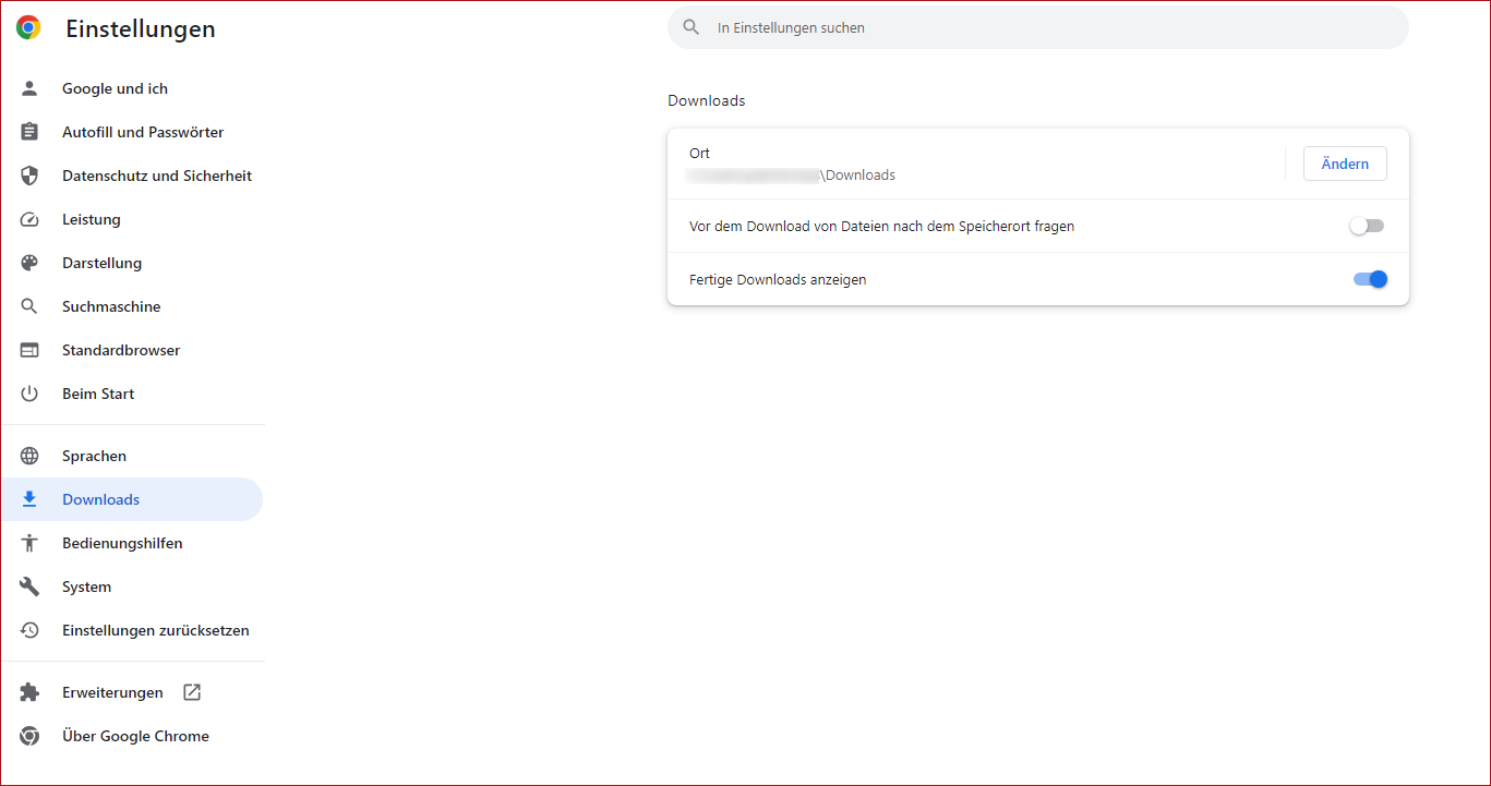 Einstellungen Chrome