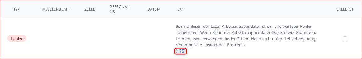 175 Fehlermeldung unzulässige Objekte in Datei