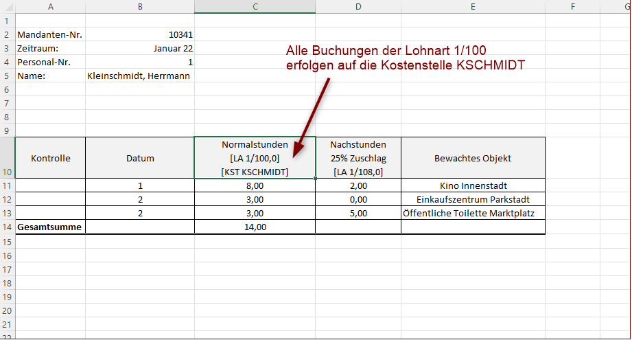 Beispiel Kostenstellen 3