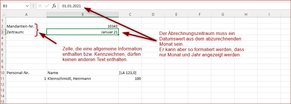 Kopfbereich allgemeine Informationen
