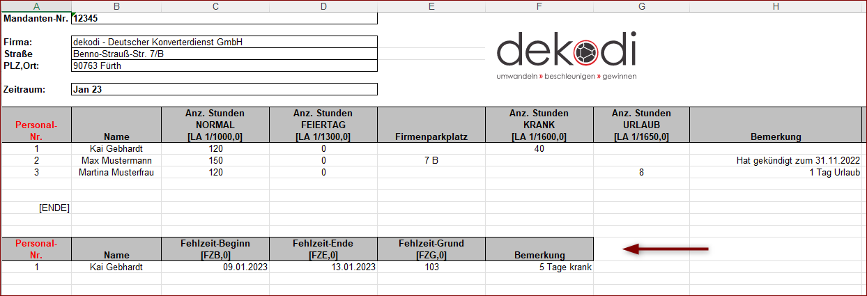 Beispiel Fehlzeitenerfassung 2