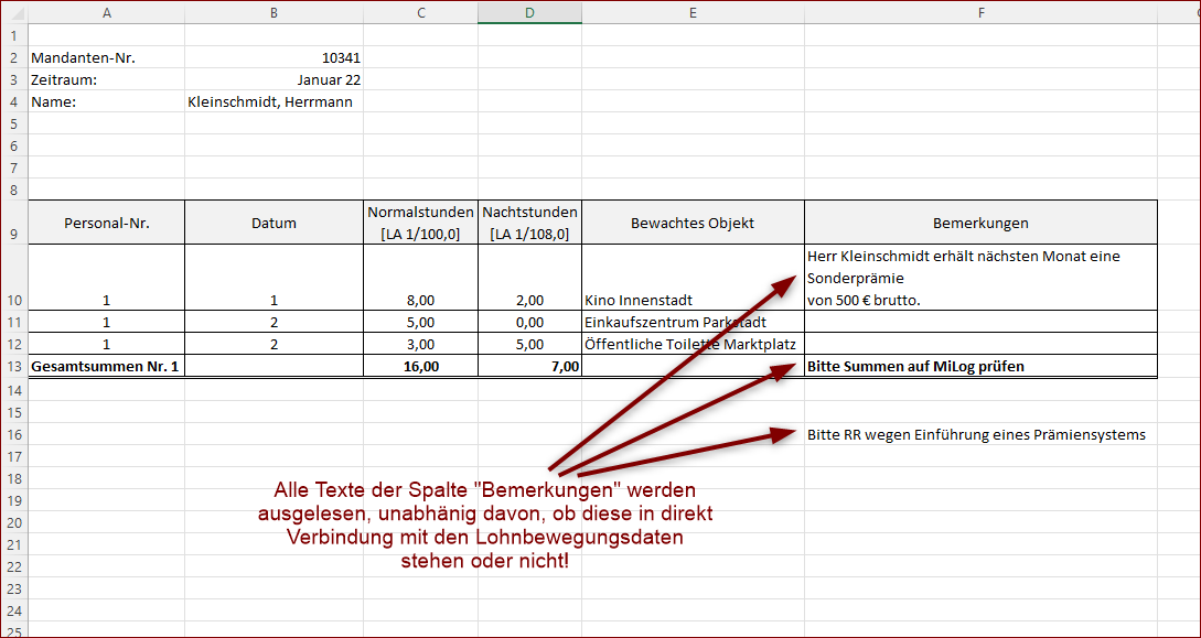 Beispiel Bemerkungen 1