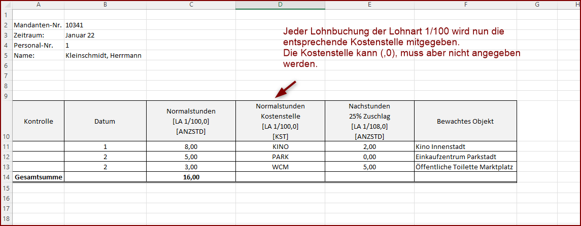 Kostenstellen Beispiel 3
