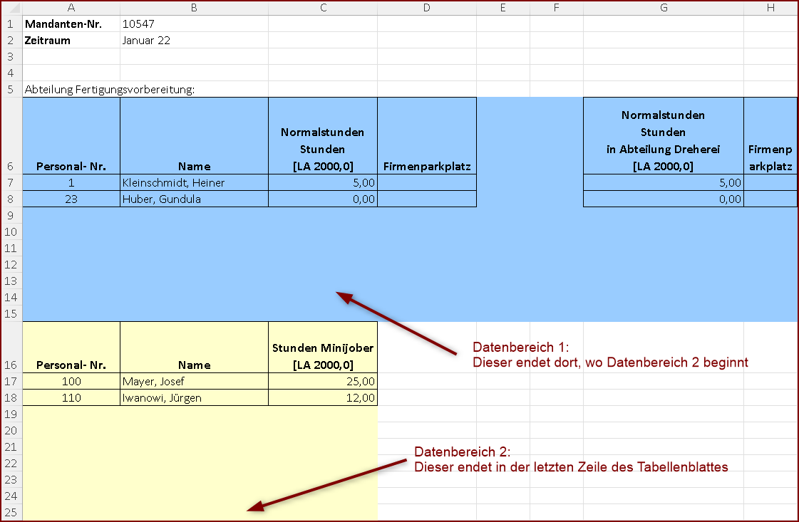 Mehrere Datenbereiche Beispiel 1