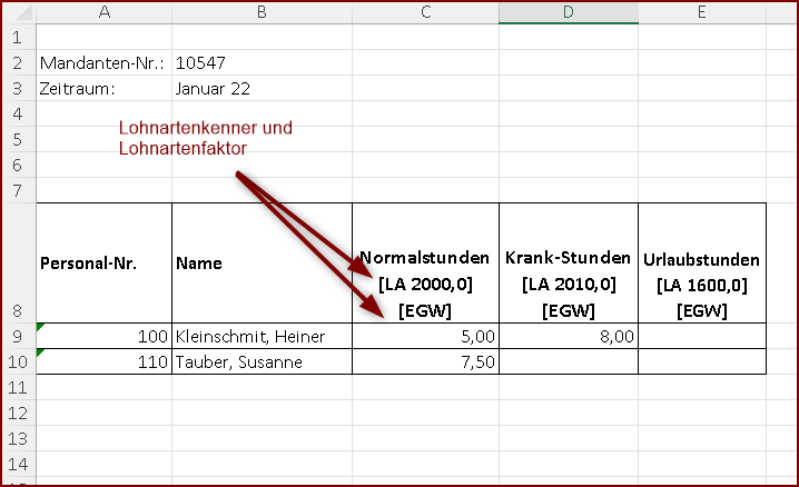 Datev LuG Lohnartenkenner Beispiel 1