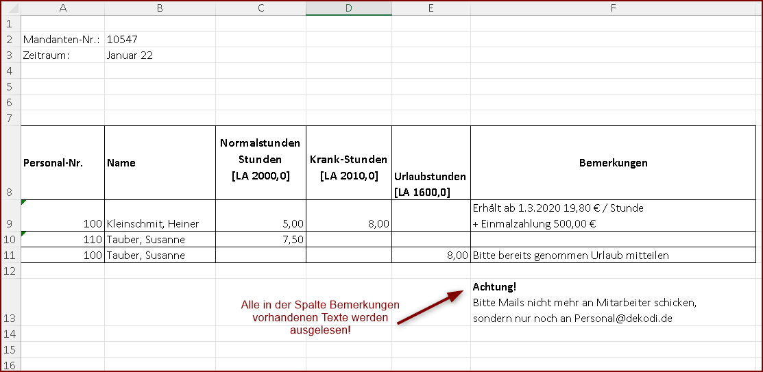 Bemerkungen Beispiel