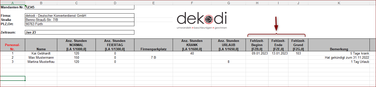 Beispiel Fehlzeitenerfassung 1