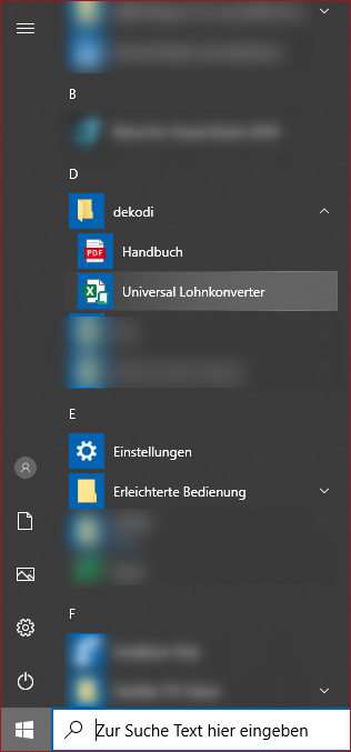 Universal-Lohnkonverter Menü
