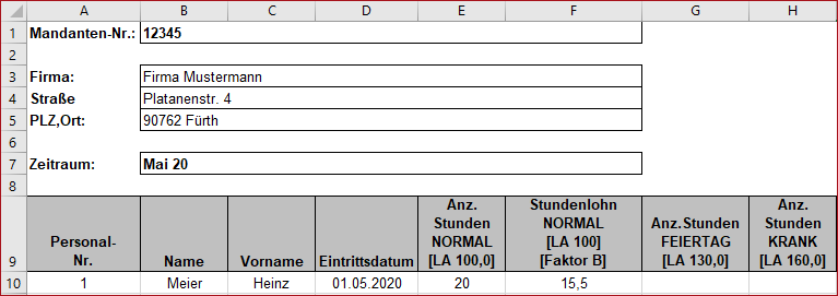 Lohndatenerfassung mehrere Faktoren SBS