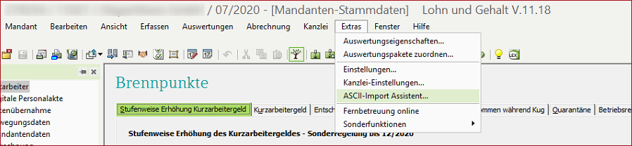 L&G-ASCII-Import-Assistent-Menü